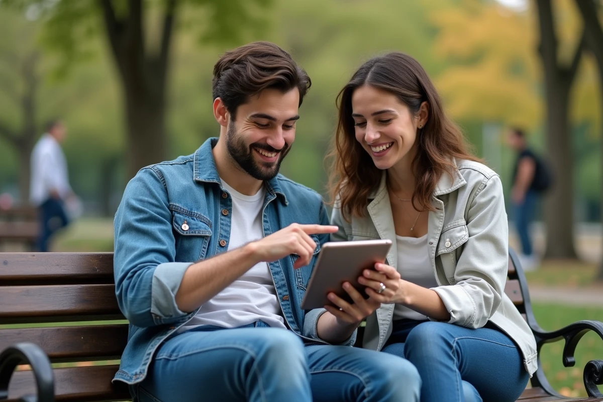 Deux amis lisant un scanlation de One Punch Man au parc