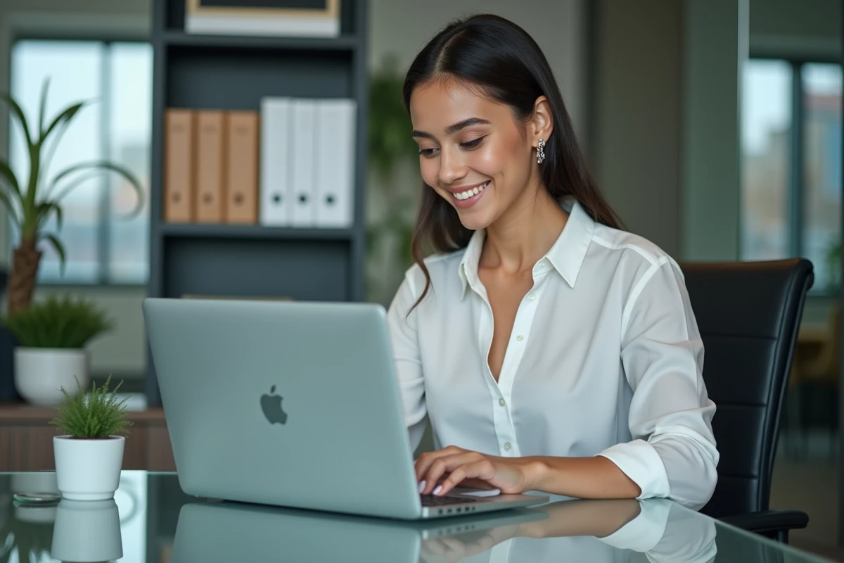 Femme analysant des graphiques de ventes en bureau