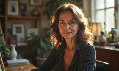 Femme d age moyenne dans un studio d art lumineux