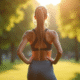 Femme vue de dos dans un parc ensoleille avec leggings
