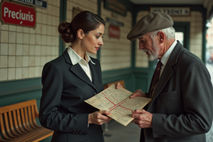 Femme d'âge moyen en costume à Paris dans les années 1950