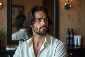 Coupe élégante pour hommes aux cheveux longs avec style moderne