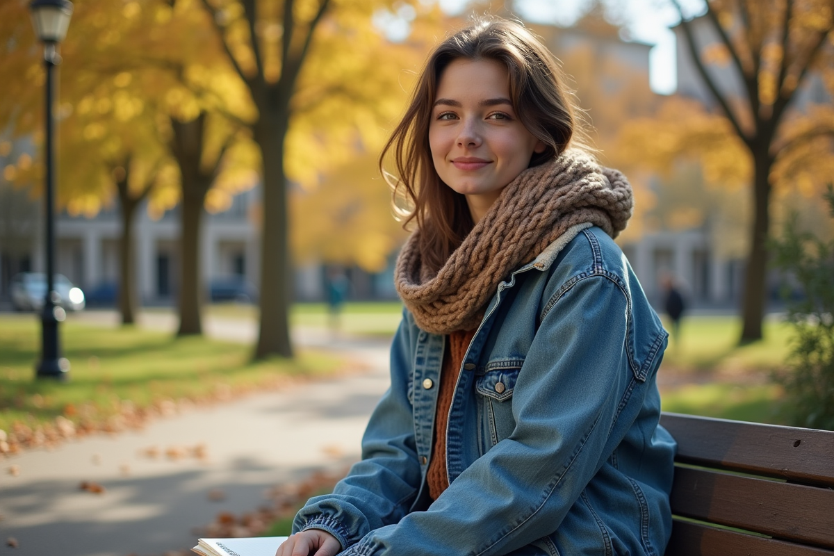 Jeune personne nonbinaire dans un parc en automne