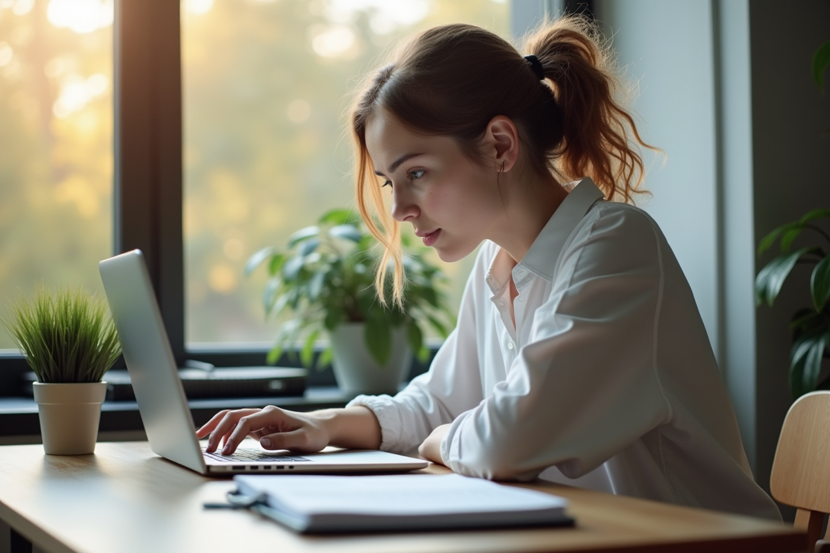Jeune professionnel étudiant dans un bureau moderne avec ordinateur