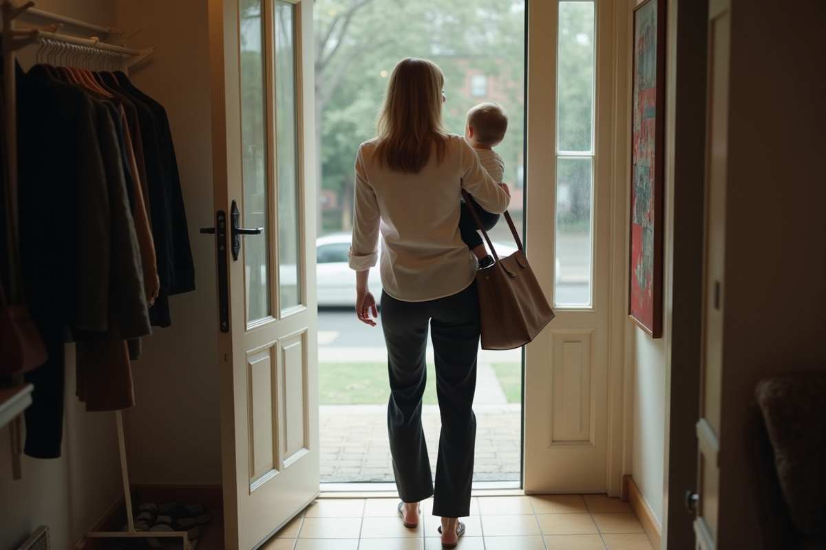 Femme portant un enfant dans l