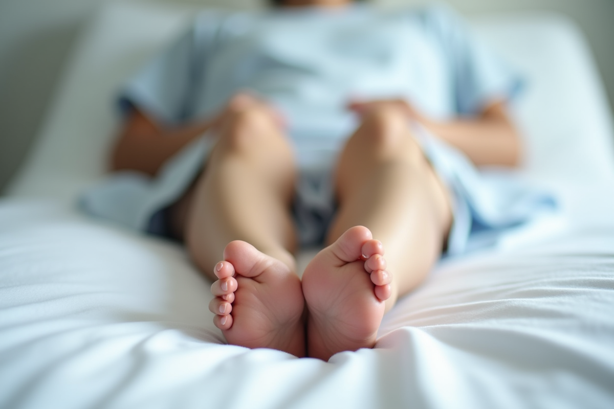 Pieds de patient diabétique avec peau saine en milieu clinique